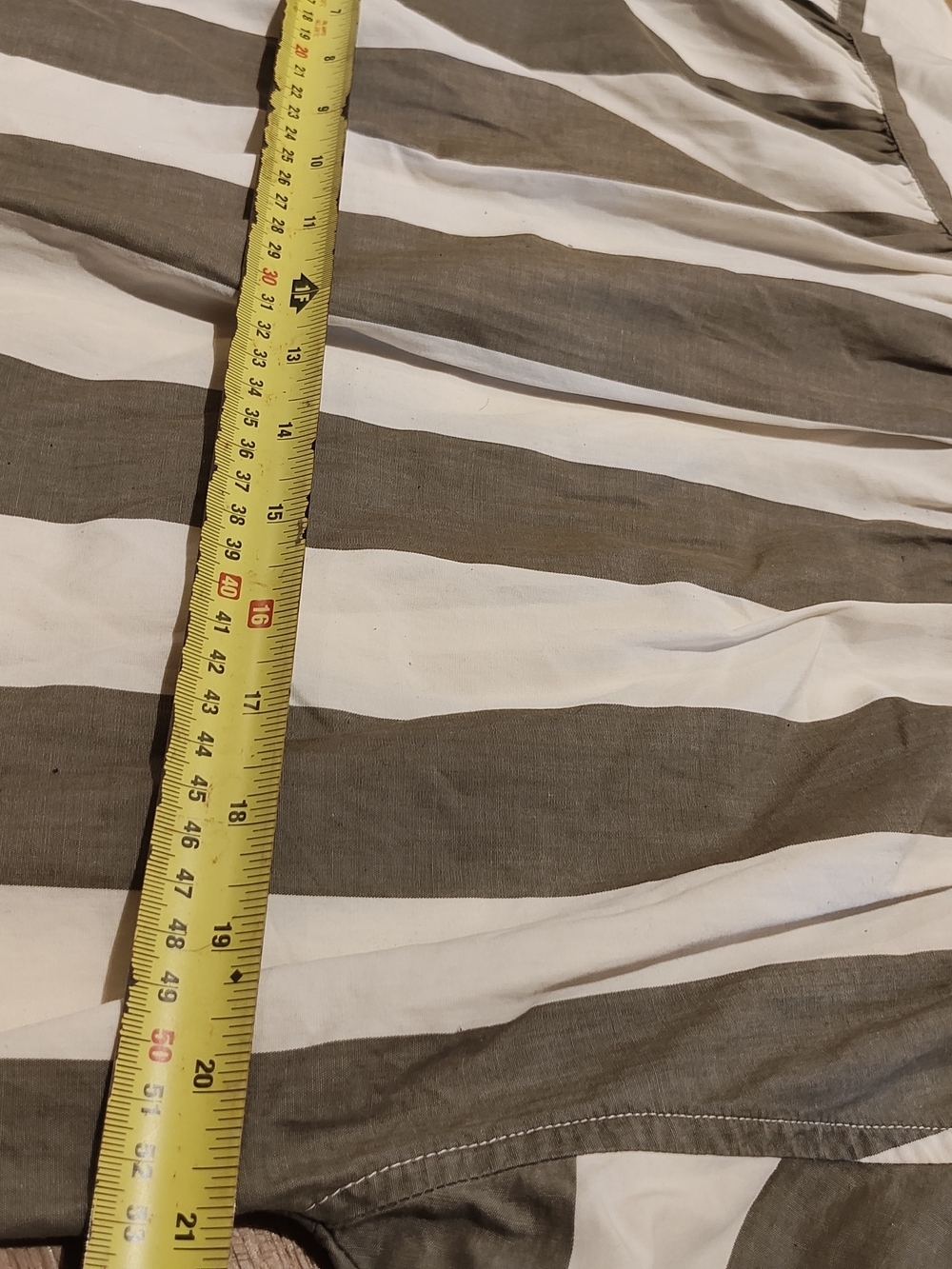 Men's Short-Sleeve Stripe Button-Up Shirt - Olive & White - Picture 5 of 5